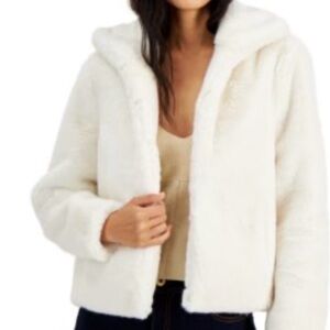 Women's white INC (International Concepts) faux fur jacket